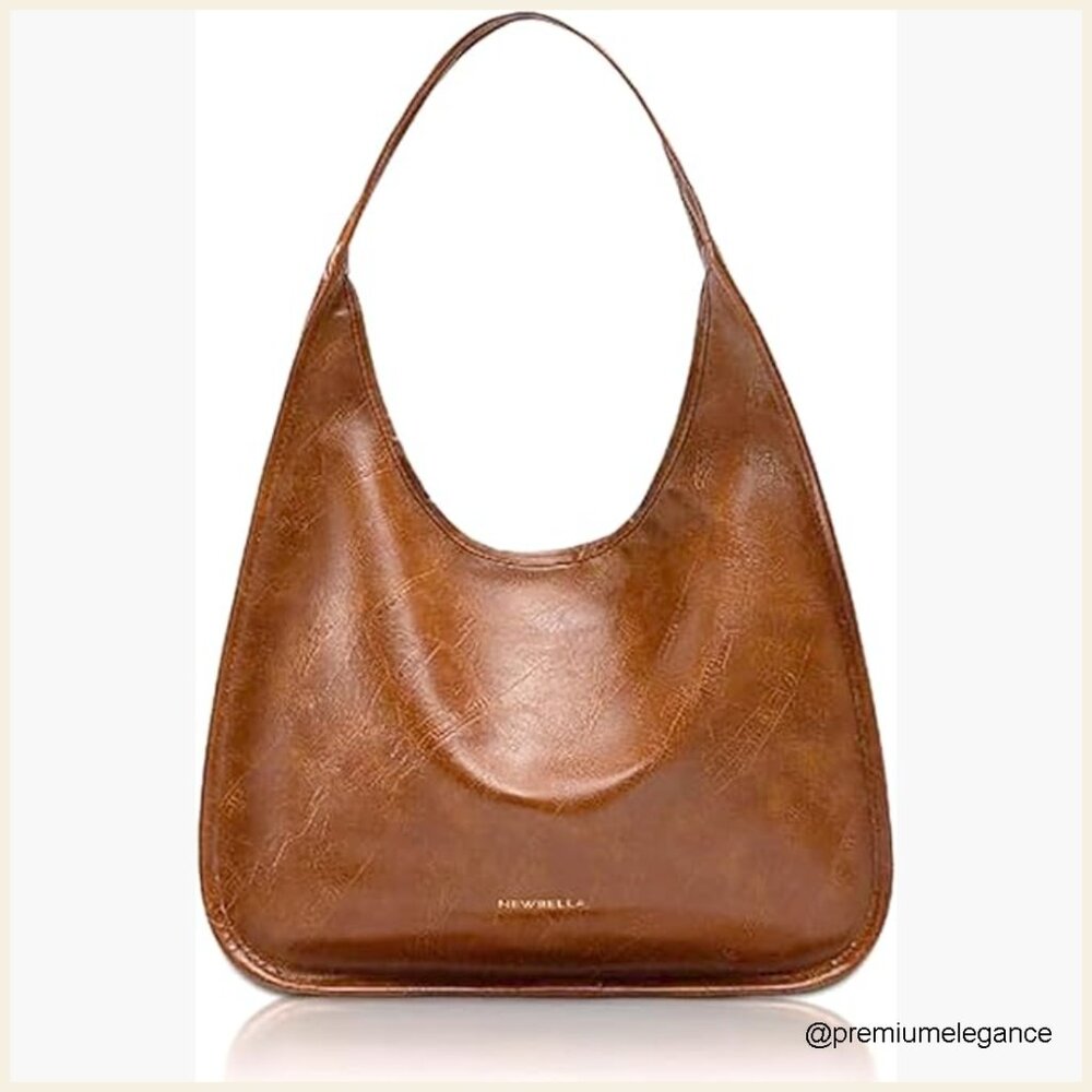 Spacious Faux Leather Hobo Shoulder Bag Tote For Work Commute Daily Use